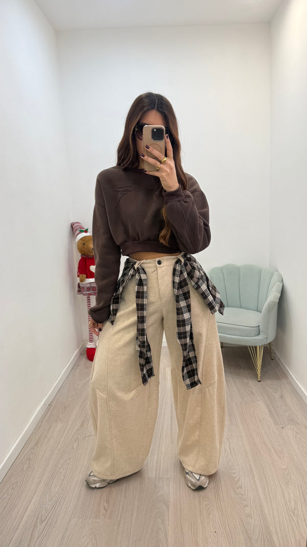 Felpa CROP CIOCCOLATO