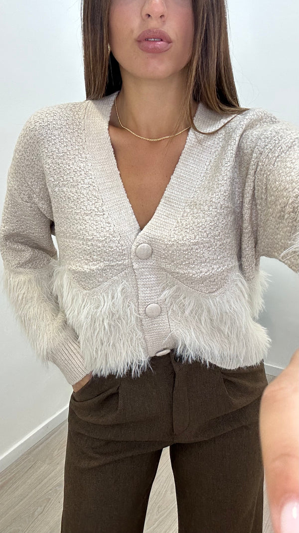 Cardigan Piume Crema