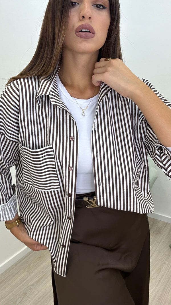 Camicia Righe Brown