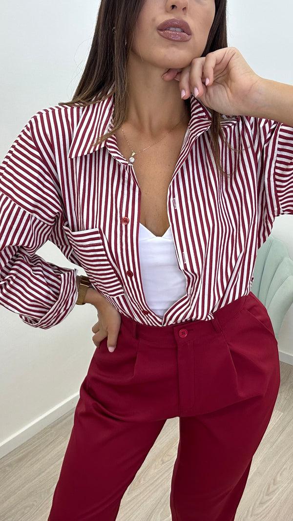 Camicia Righe Bordeaux