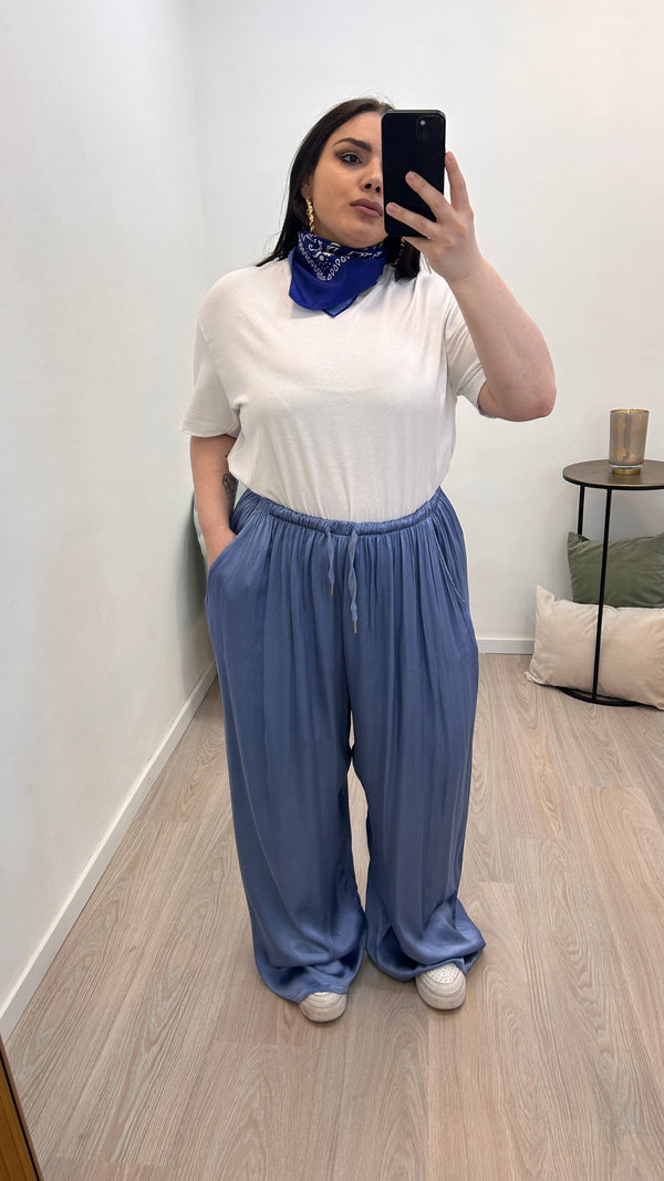 Pantalone Satin Blu