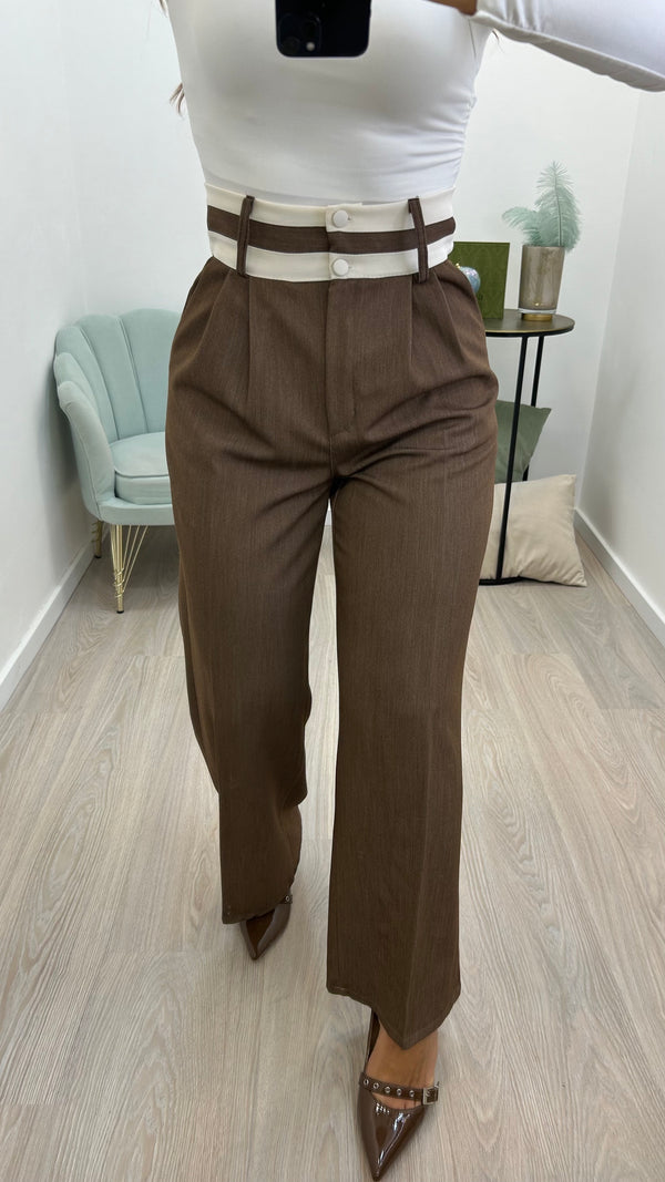 Pantalone Doppio Cinturino Brown