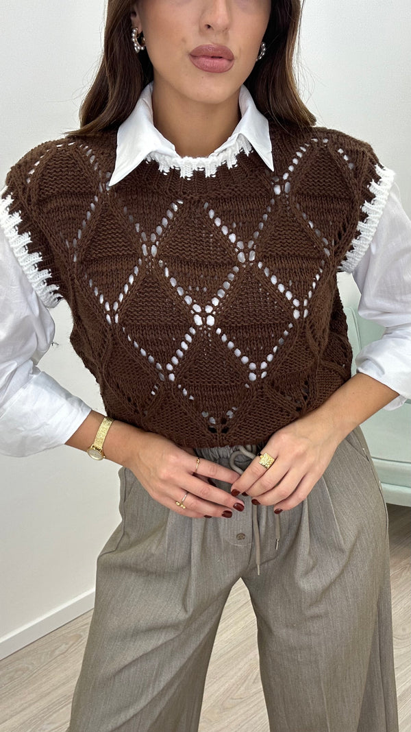 Gilet Traf Crop Brown