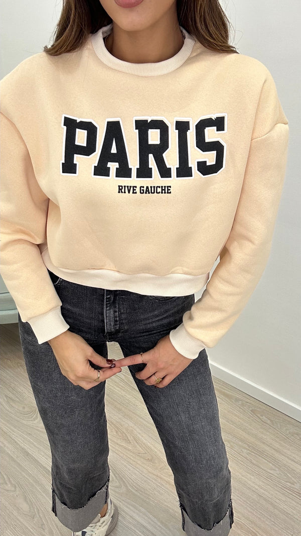 Felpa Crop Paris Crema