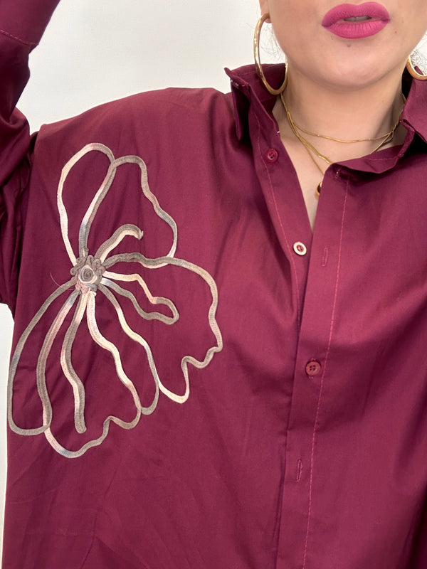 Camicia Flower Bordeaux