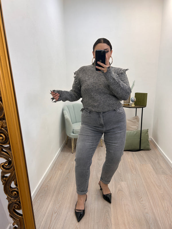 Jeans Mom Fit Grey